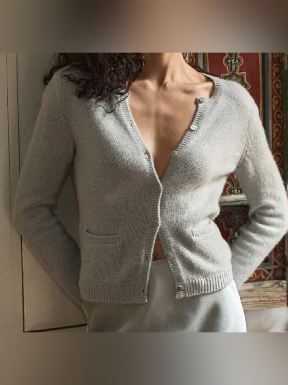 Doen Thea Cashmere Cardigan Eucalyptus Size XL